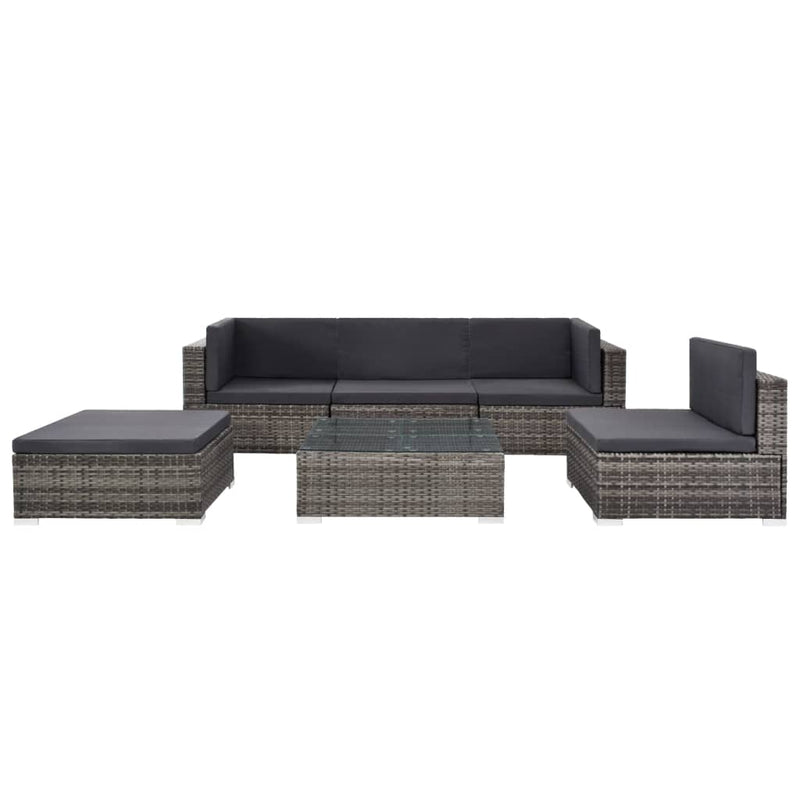vidaXL 6 Piece Garden Lounge Set with Cushions Poly Rattan Brown
