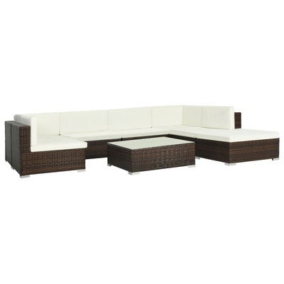 vidaXL 8 Piece Garden Lounge Set with Cushions Poly Rattan Brown