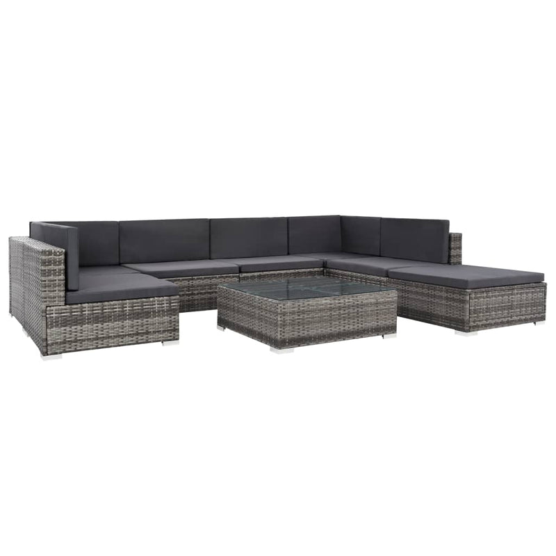 vidaXL 8 Piece Garden Lounge Set with Cushions Poly Rattan Brown