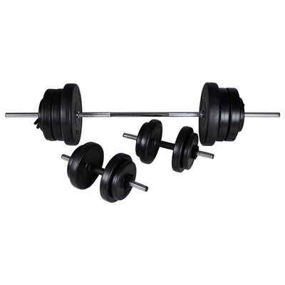 vidaXL Wall-mounted Power Tower with Barbell and Dumbbell Set 60.5 kg