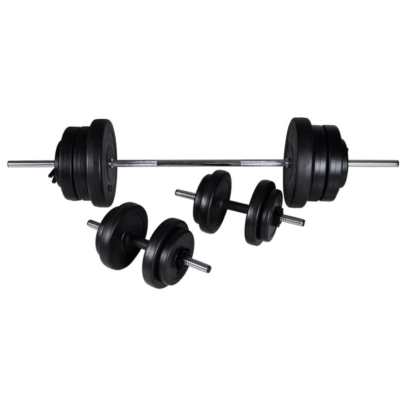vidaXL Wall-mounted Power Tower with Barbell and Dumbbell Set 60.5 kg