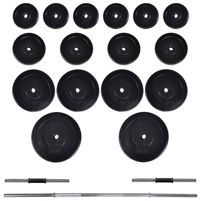 vidaXL Wall-mounted Power Tower with Barbell and Dumbbell Set 60.5 kg