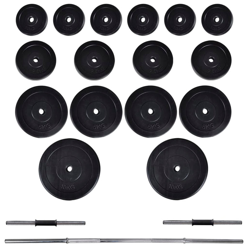 vidaXL Wall-mounted Power Tower with Barbell and Dumbbell Set 60.5 kg