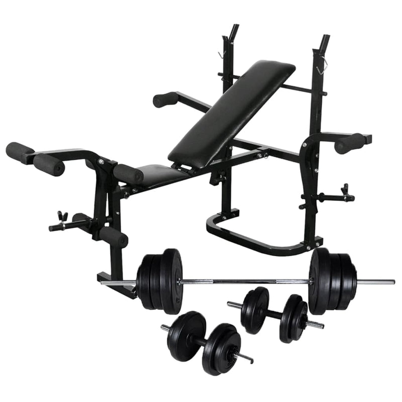 vidaXL Weight Bench with Weight Rack&Barbell and Dumbbell Set 60.5kg