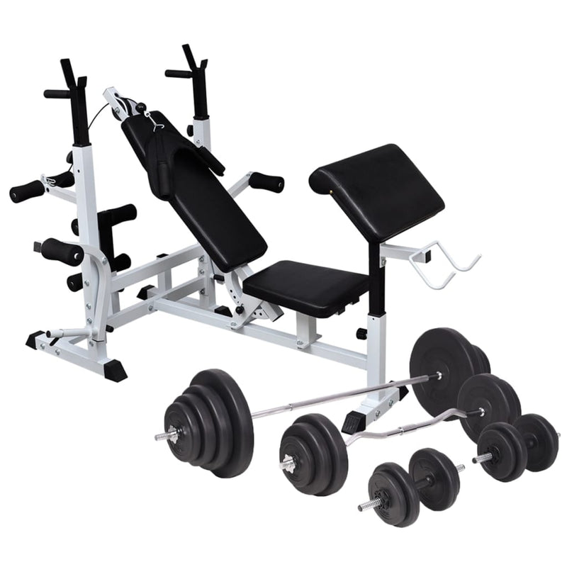vidaXL Weight Bench with Weight Rack&Barbell and Dumbbell Set 120 kg