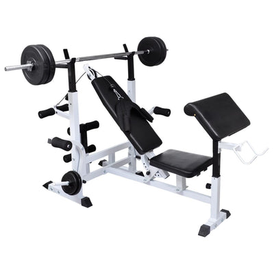 vidaXL Weight Bench with Weight Rack&Barbell and Dumbbell Set 120 kg