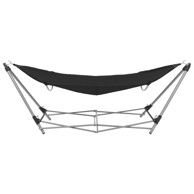 vidaXL Hammock with Foldable Stand Black