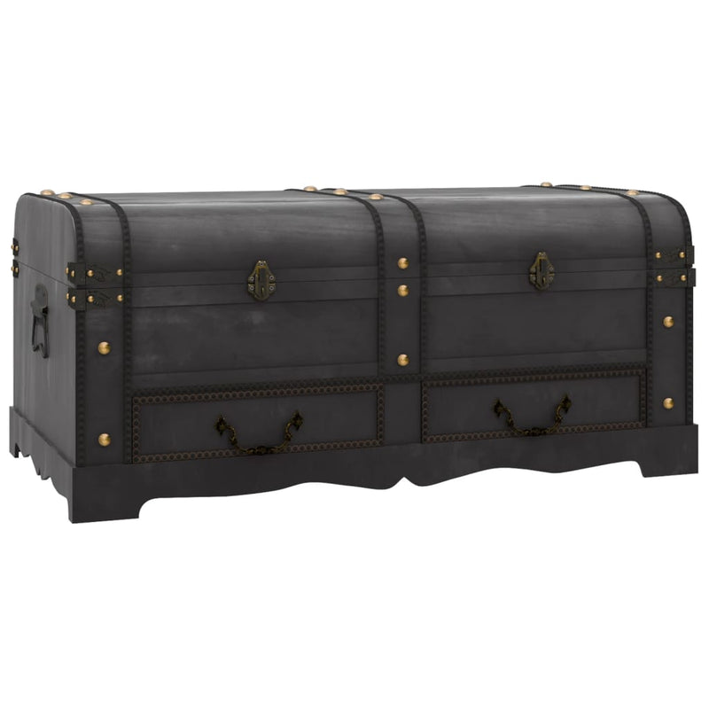 vidaXL Treasure Chest Wood Black 90x51x42 cm