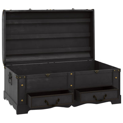 vidaXL Treasure Chest Wood Black 90x51x42 cm