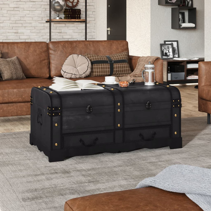 vidaXL Treasure Chest Wood Black 90x51x42 cm