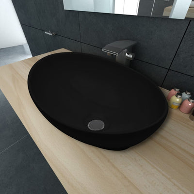 vidaXL Ceramic Basin 40x33 cm Black