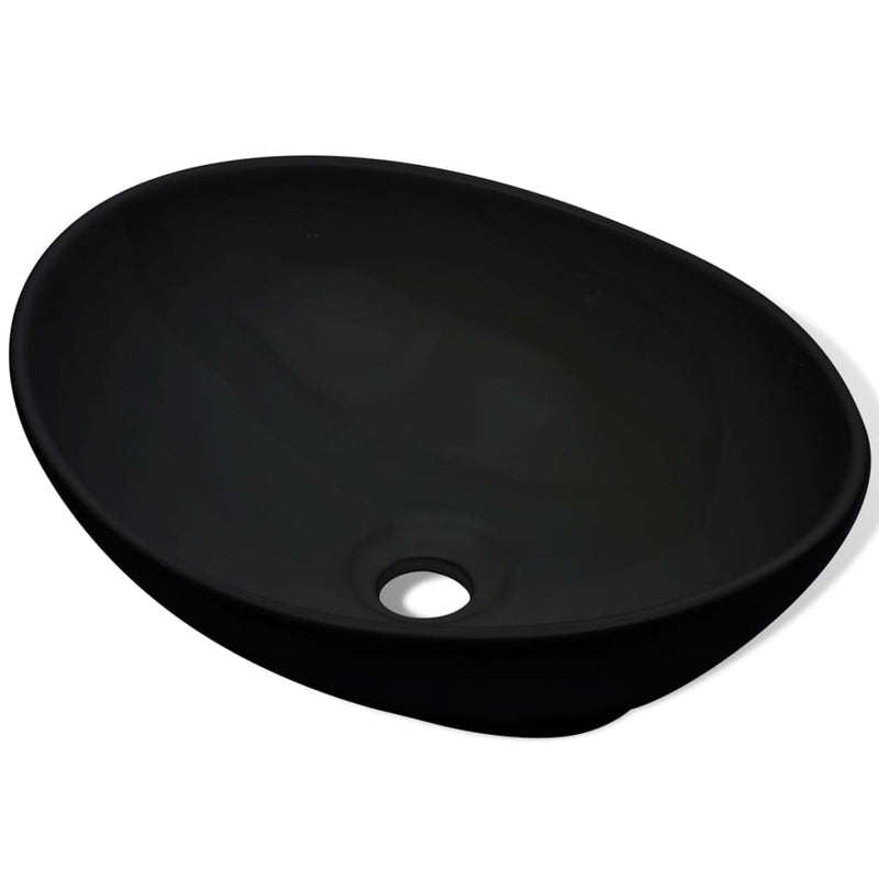 vidaXL Ceramic Basin 40x33 cm Black