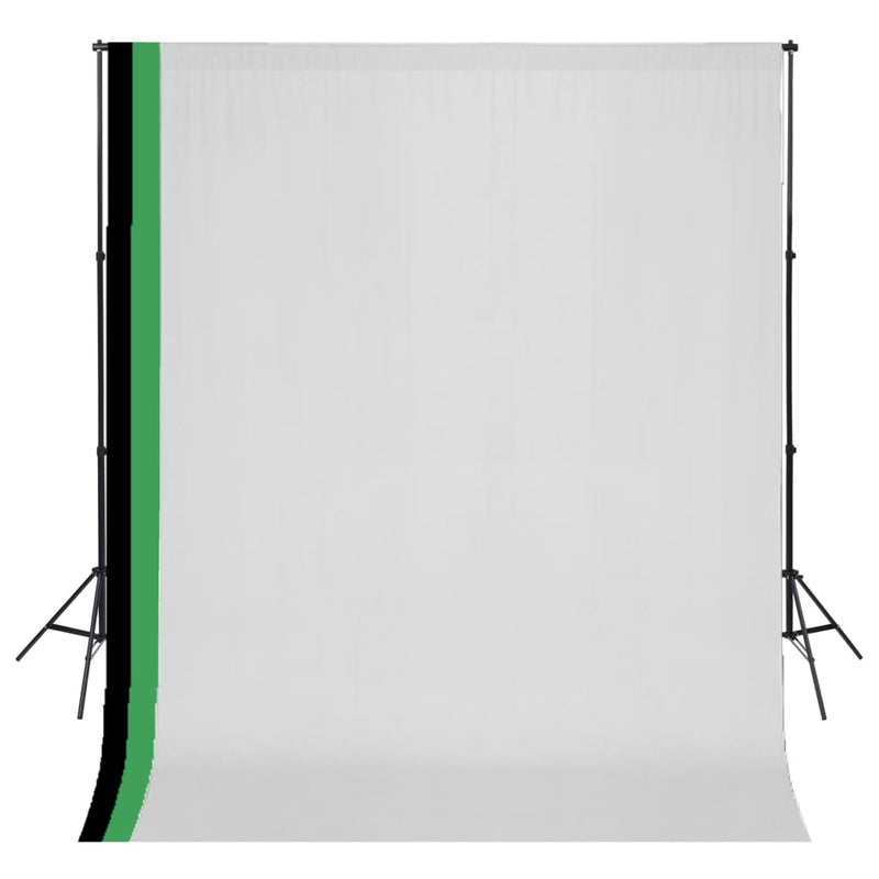 vidaXL Photo Studio Kit with 3 Cotton Backdrops Adjustable Frame 3x6 m