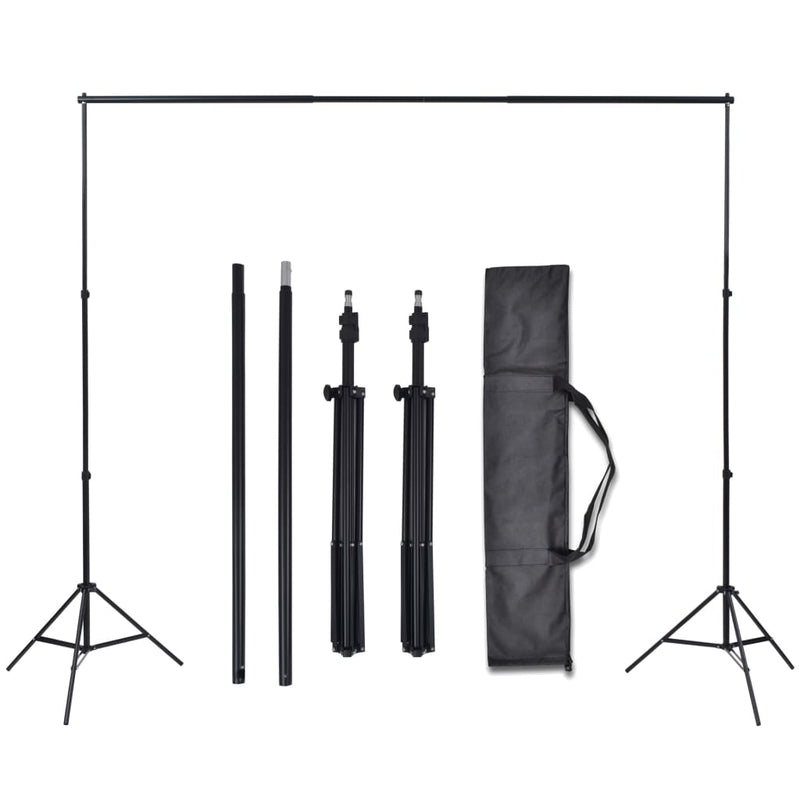 vidaXL Photo Studio Kit with 3 Cotton Backdrops Adjustable Frame 3x6 m