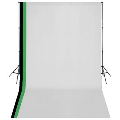 vidaXL Photo Studio Kit with 3 Cotton Backdrops Adjustable Frame 3x6 m