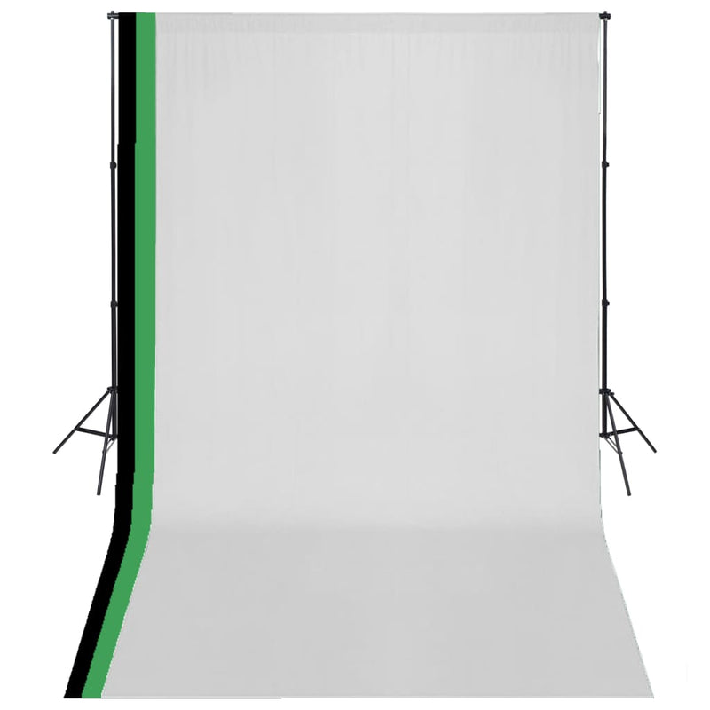 vidaXL Photo Studio Kit with 3 Cotton Backdrops Adjustable Frame 3x6 m