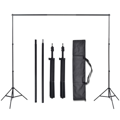 vidaXL Photo Studio Kit with 3 Cotton Backdrops Adjustable Frame 3x6 m