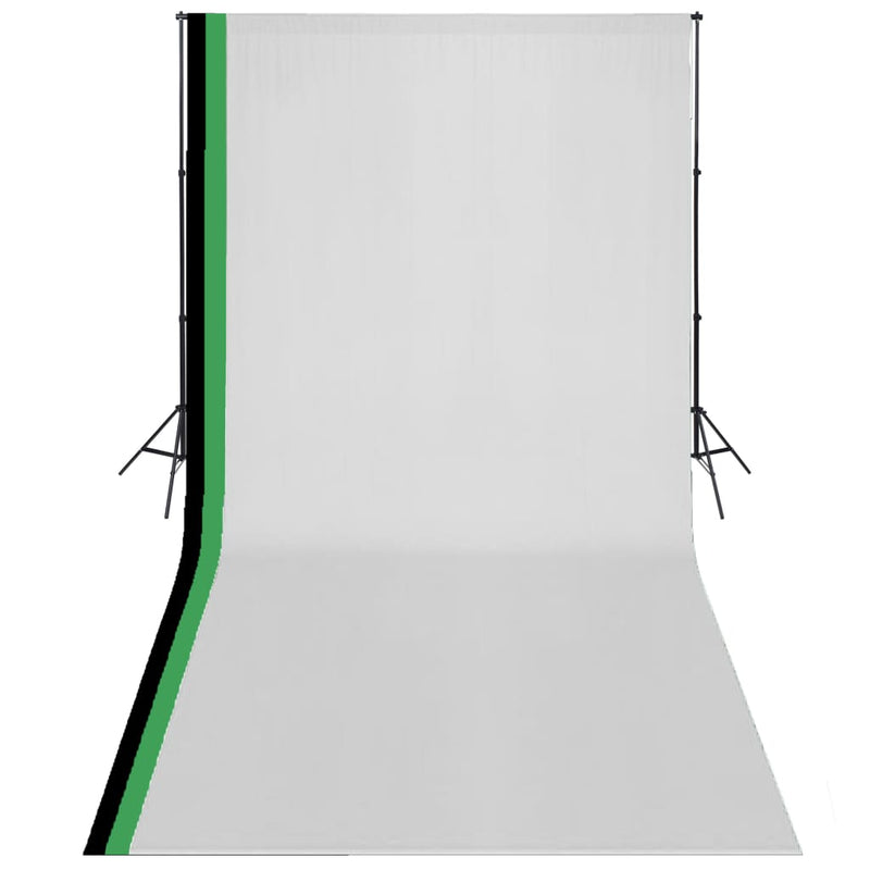 vidaXL Photo Studio Kit with 3 Cotton Backdrops Adjustable Frame 3x6 m