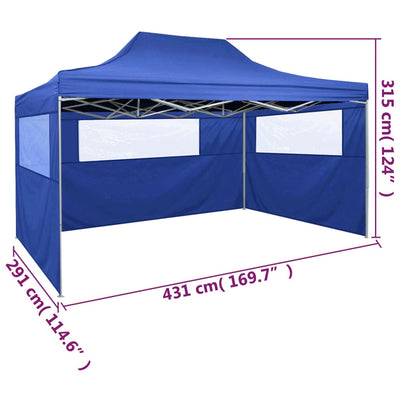 vidaXL Foldable Tent with 3 Walls 3x4.5 m Blue