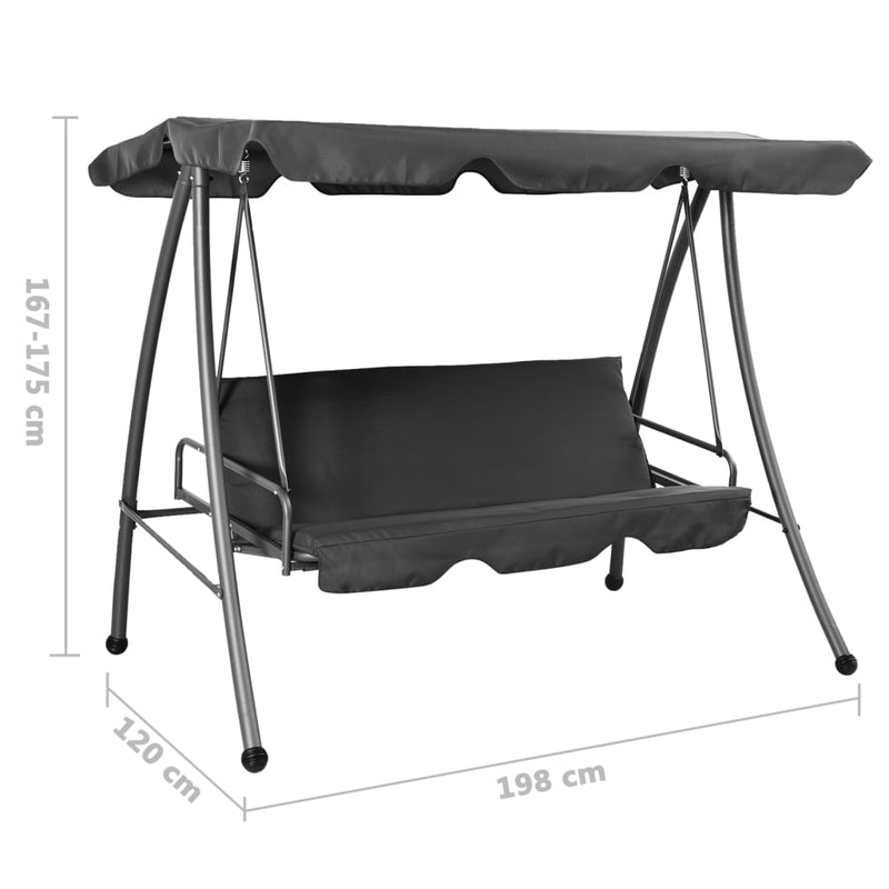 vidaXL Outdoor Swing Bench with Canopy Anthracite 192x118x175 cm Steel
