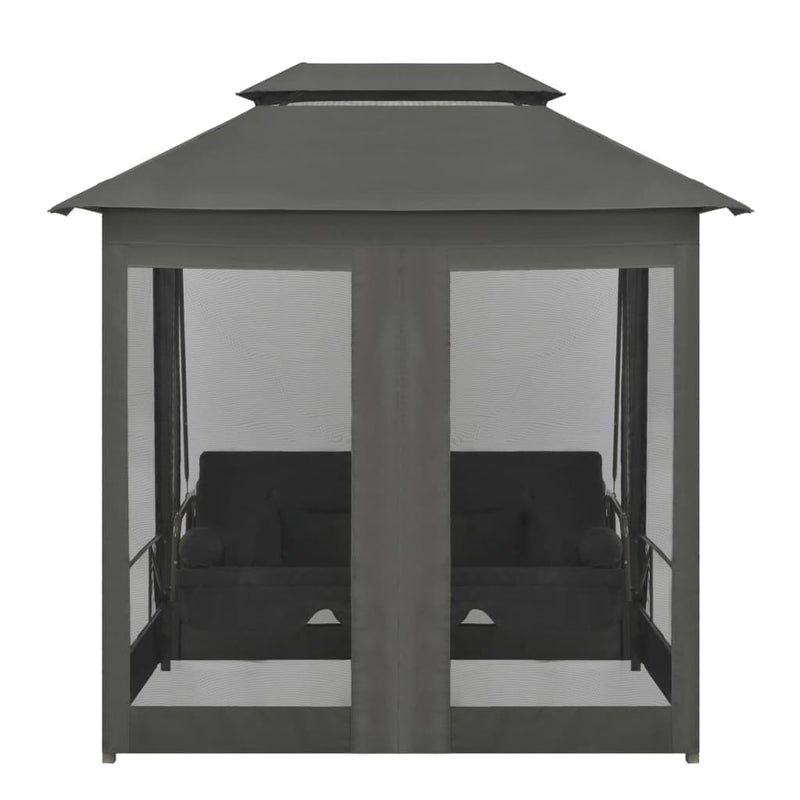 vidaXL Outdoor Convertible Swing Bench with Canopy Anthracite 220x160x240 cm Steel