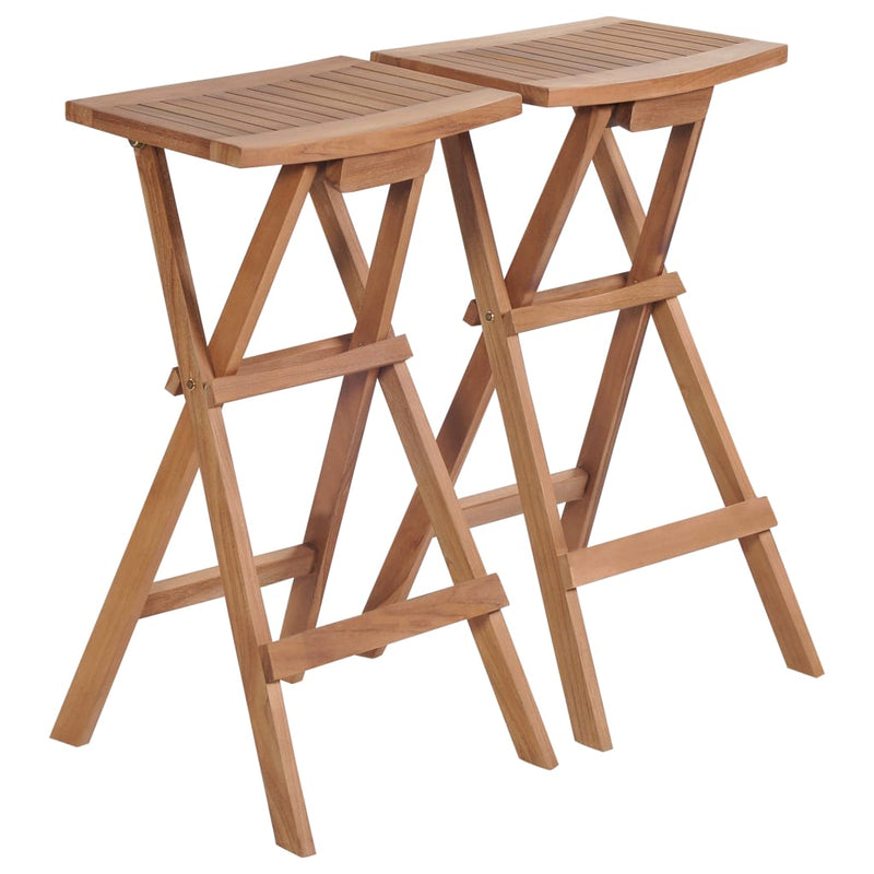 vidaXL Folding Bar Stools 2 pcs Solid Teak Wood