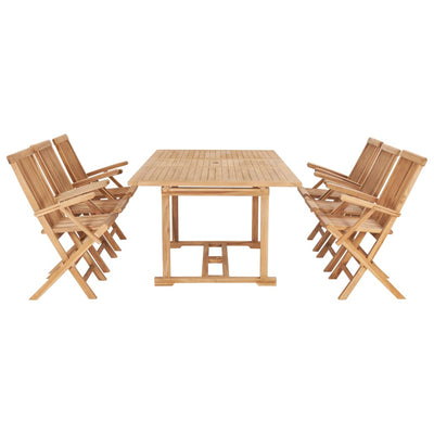 vidaXL 7 Piece Outdoor Dining Set 150-200x100x75 cm Solid Teak Wood