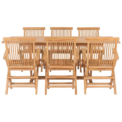 vidaXL 7 Piece Outdoor Dining Set 150-200x100x75 cm Solid Teak Wood