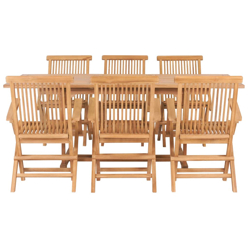 vidaXL 7 Piece Outdoor Dining Set 150-200x100x75 cm Solid Teak Wood