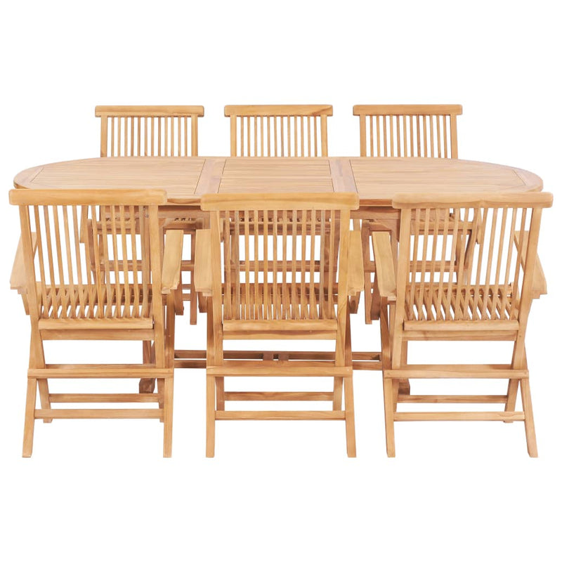 vidaXL 7 Piece Outdoor Dining Set 150-200x100x75 cm Solid Teak Wood