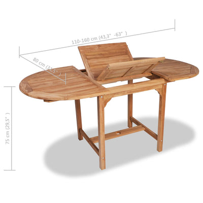 vidaXL 7 Piece Outdoor Dining Set Solid Teak Wood