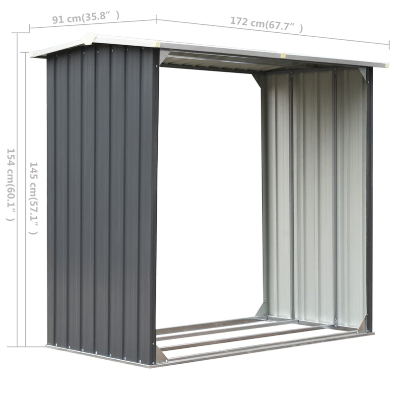 vidaXL Log Storage Shed Galvanised Steel 172x91x154 cm Green