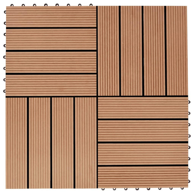 vidaXL 11 pcs Decking Tiles WPC 30x30 cm 1 sqm Teak Colour