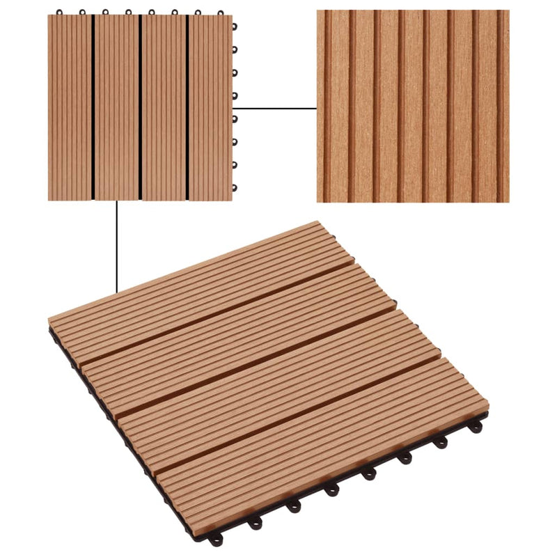 vidaXL 11 pcs Decking Tiles WPC 30x30 cm 1 sqm Teak Colour