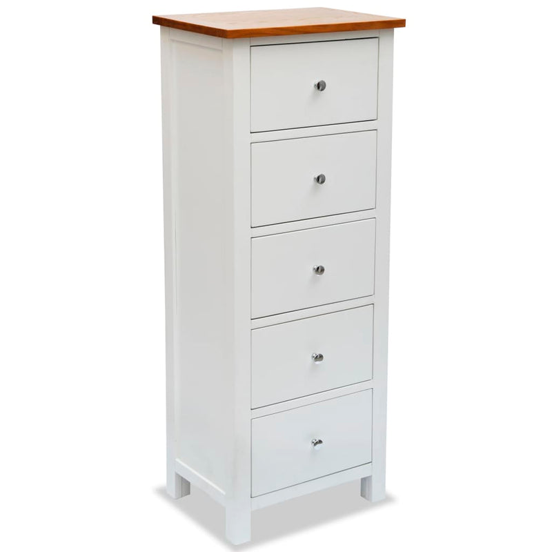 vidaXL Tall Chest of Drawers 45x32x115 cm Solid Oak Wood