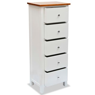 vidaXL Tall Chest of Drawers 45x32x115 cm Solid Oak Wood
