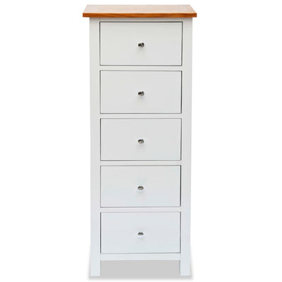 vidaXL Tall Chest of Drawers 45x32x115 cm Solid Oak Wood