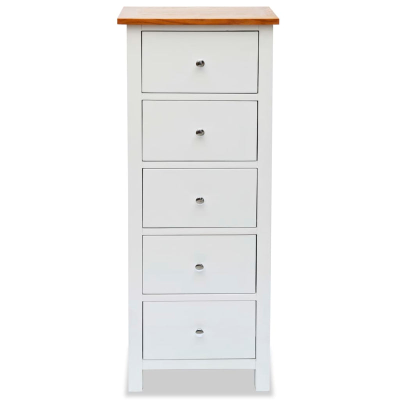 vidaXL Tall Chest of Drawers 45x32x115 cm Solid Oak Wood