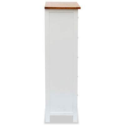 vidaXL Tall Chest of Drawers 45x32x115 cm Solid Oak Wood