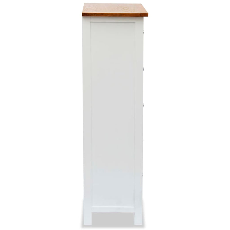 vidaXL Tall Chest of Drawers 45x32x115 cm Solid Oak Wood