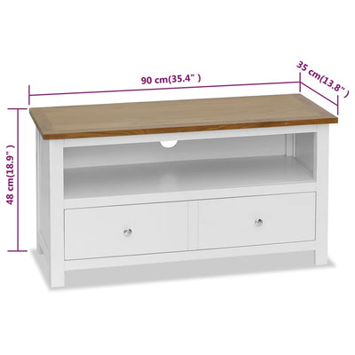 vidaXL TV Cabinet 90x35x48 cm Solid Oak Wood