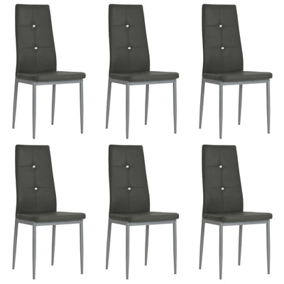 vidaXL Dining Chairs 6 pcs Black Faux Leather