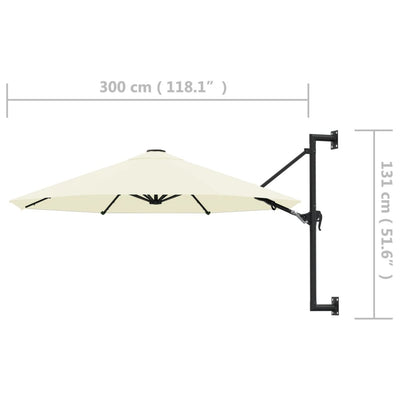 vidaXL Wall-Mounted Garden Parasol with Metal Pole 300 cm Anthracite
