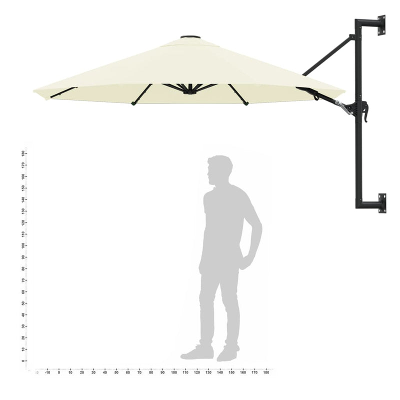 vidaXL Wall-Mounted Garden Parasol with Metal Pole 300 cm Anthracite