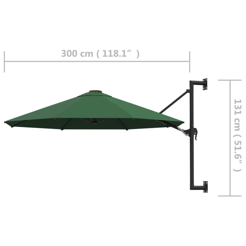 vidaXL Wall-Mounted Garden Parasol with Metal Pole 300 cm Anthracite