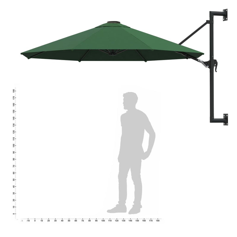 vidaXL Wall-Mounted Garden Parasol with Metal Pole 300 cm Anthracite