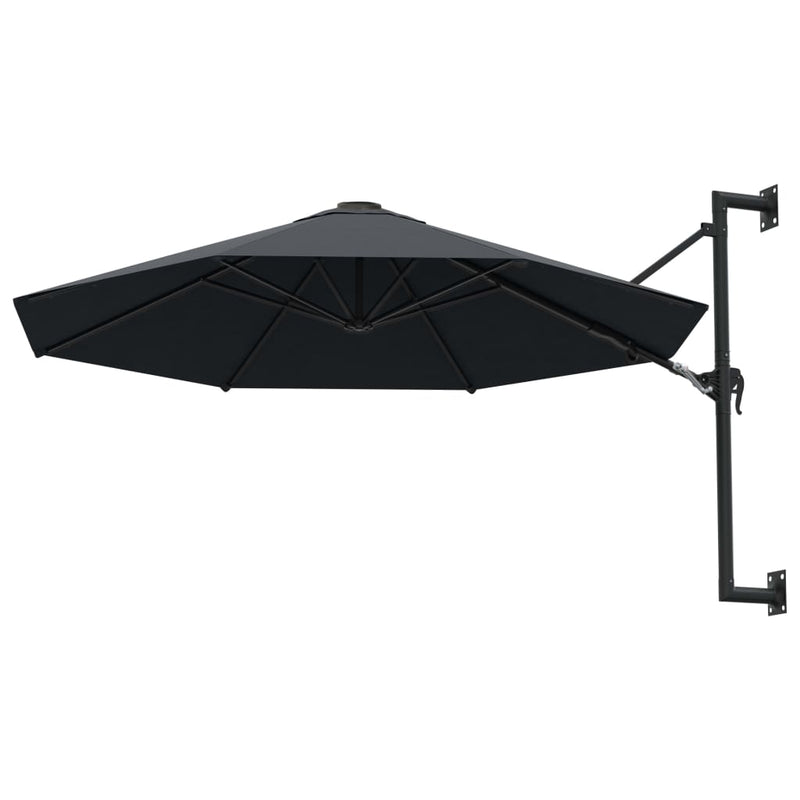vidaXL Wall-Mounted Garden Parasol with Metal Pole 300 cm Anthracite