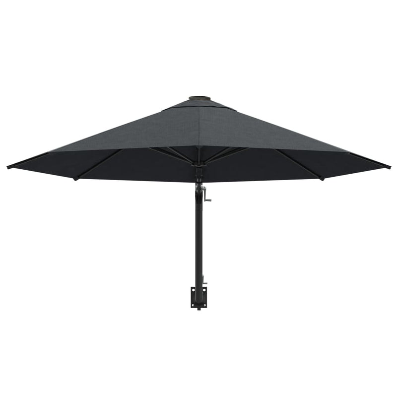 vidaXL Wall-Mounted Garden Parasol with Metal Pole 300 cm Anthracite