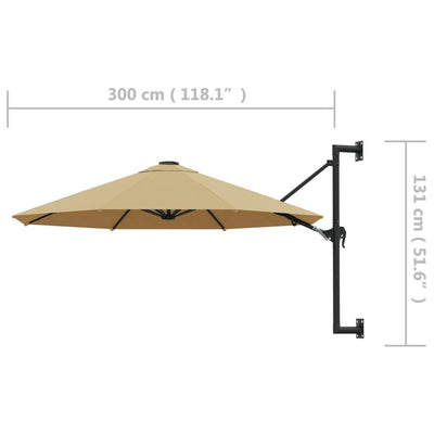 vidaXL Wall-Mounted Garden Parasol with Metal Pole 300 cm Anthracite