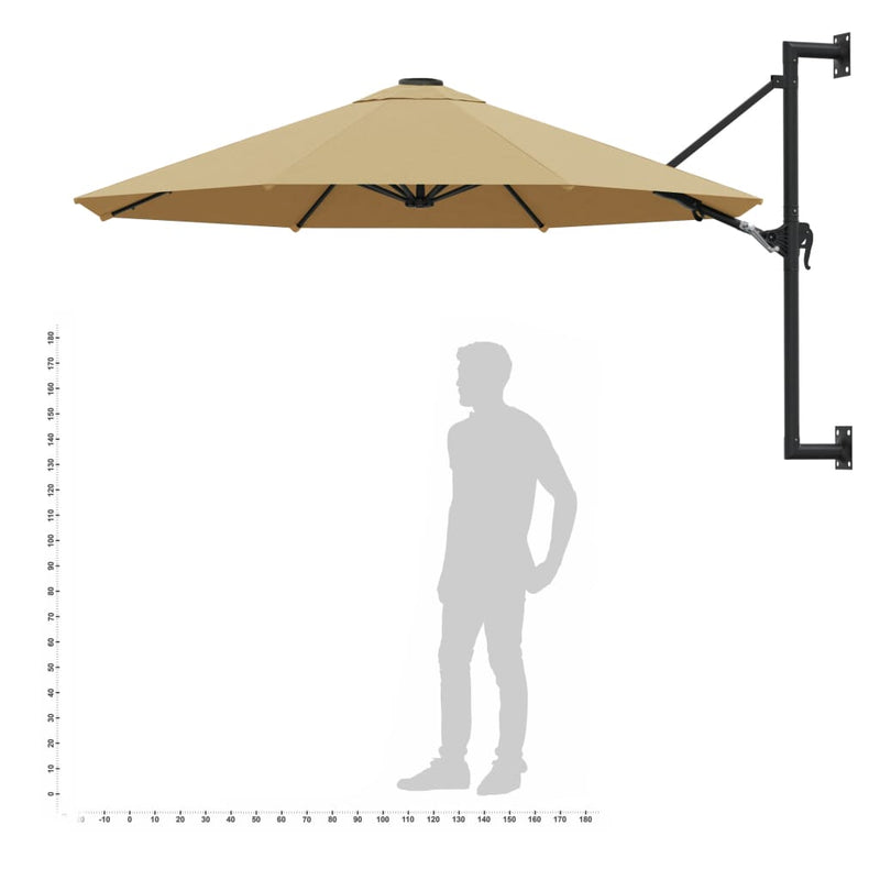 vidaXL Wall-Mounted Garden Parasol with Metal Pole 300 cm Anthracite